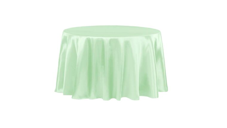 Satin 120″ Round Tablecloth – Mint Green | Rental