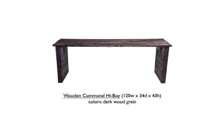 10' Wooden Communal Hi-Boy Bench | Rental