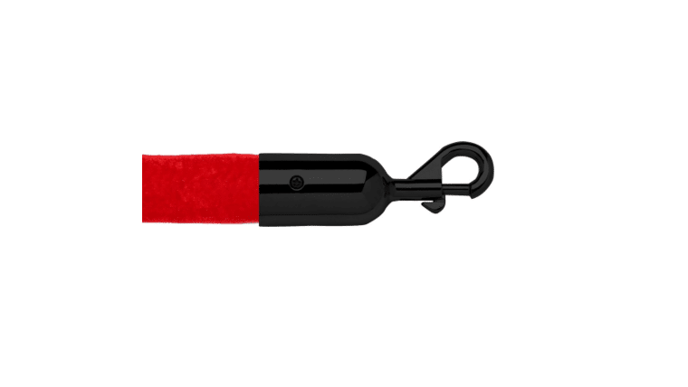 12' Red Velour Stanchion Rope With Black Snap Clasp | Rental