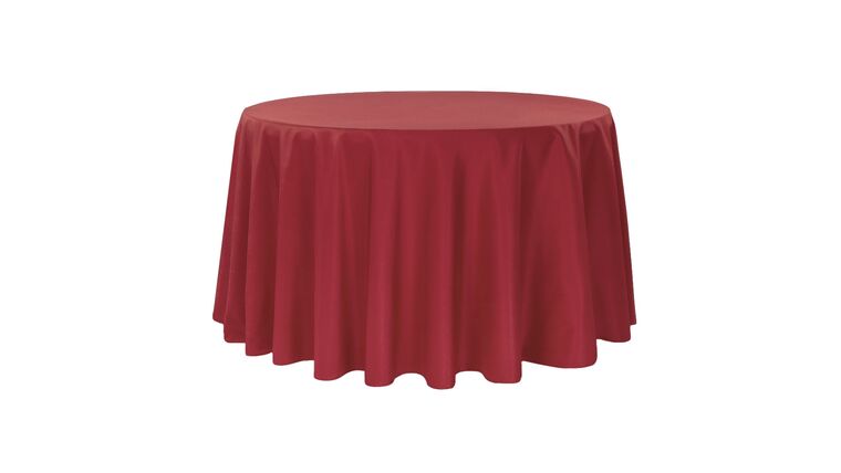 Polyester 108" Round Tablecloth - Apple Red | Rental