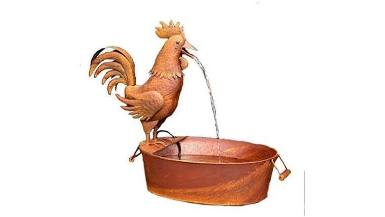 Folk Art Metal Rooster Fountain -Rustic Indoor and Outdoor Complete Tabletop Fountain w/Pump & Tubing 27 in. x 15 in. x 25 in. | Rental Folk Art Metal Rooster Fountain -Rustic Indoor and Outdoor Complete Tabletop Fountain w/Pump & Tubing 27 in. x 15 in. x 25 in. | Rental
