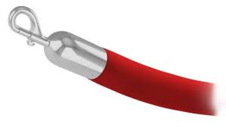 10' Red Velour Stanchion Rope With Satin Chrome Snap Clasp | Rental