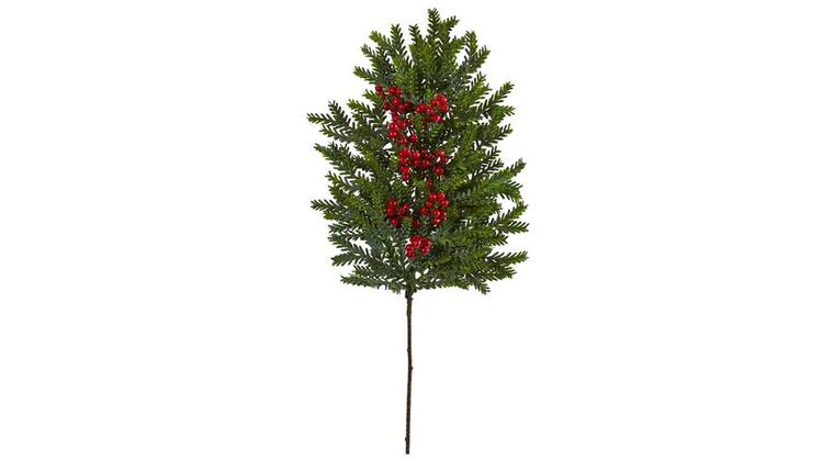 34” Pine and Berries Artificial Hanging Plant | Rental