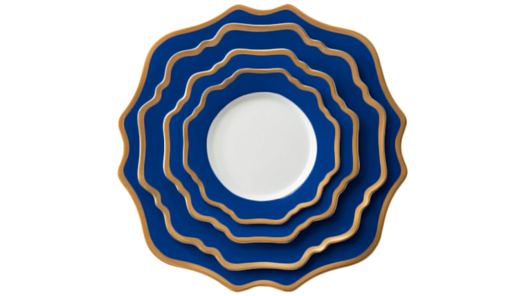 Casablanca Gold & Royal Blue – 10.5″ Dinner Plate | Rental