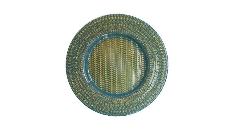 Glass Charger Plate - Aqua/Gold | Rental