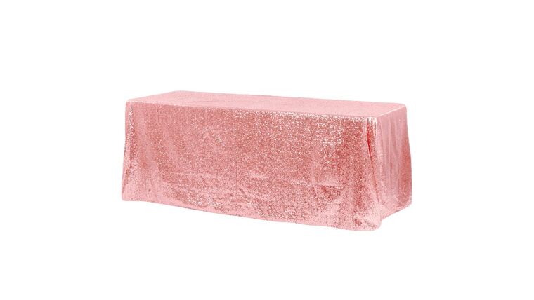 90" x 132" Dusty Rose/Mauve Sequin Tablecloth | Rental