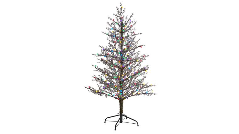 5' Frosted Berry Twig Artificial Christmas Tree with 200 Multicolored Gum Ball LED Lights and 386 Bendable Branches | Rental