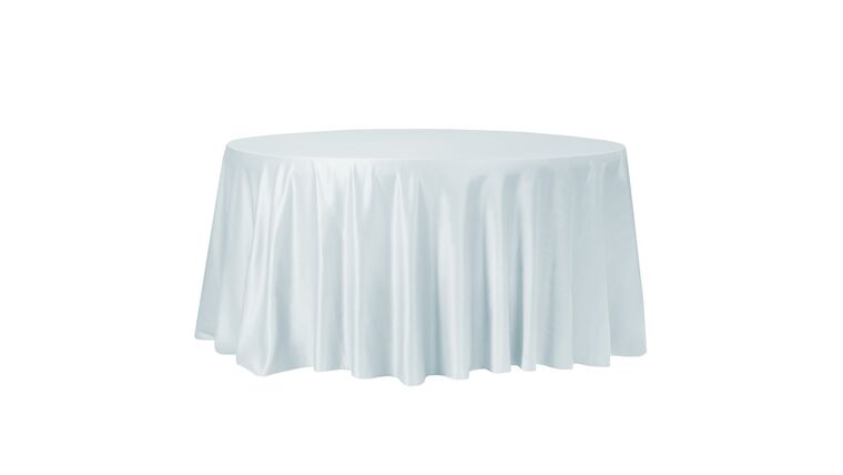Lamour Satin 120" Round Tablecloth - Dusty Blue | Rental
