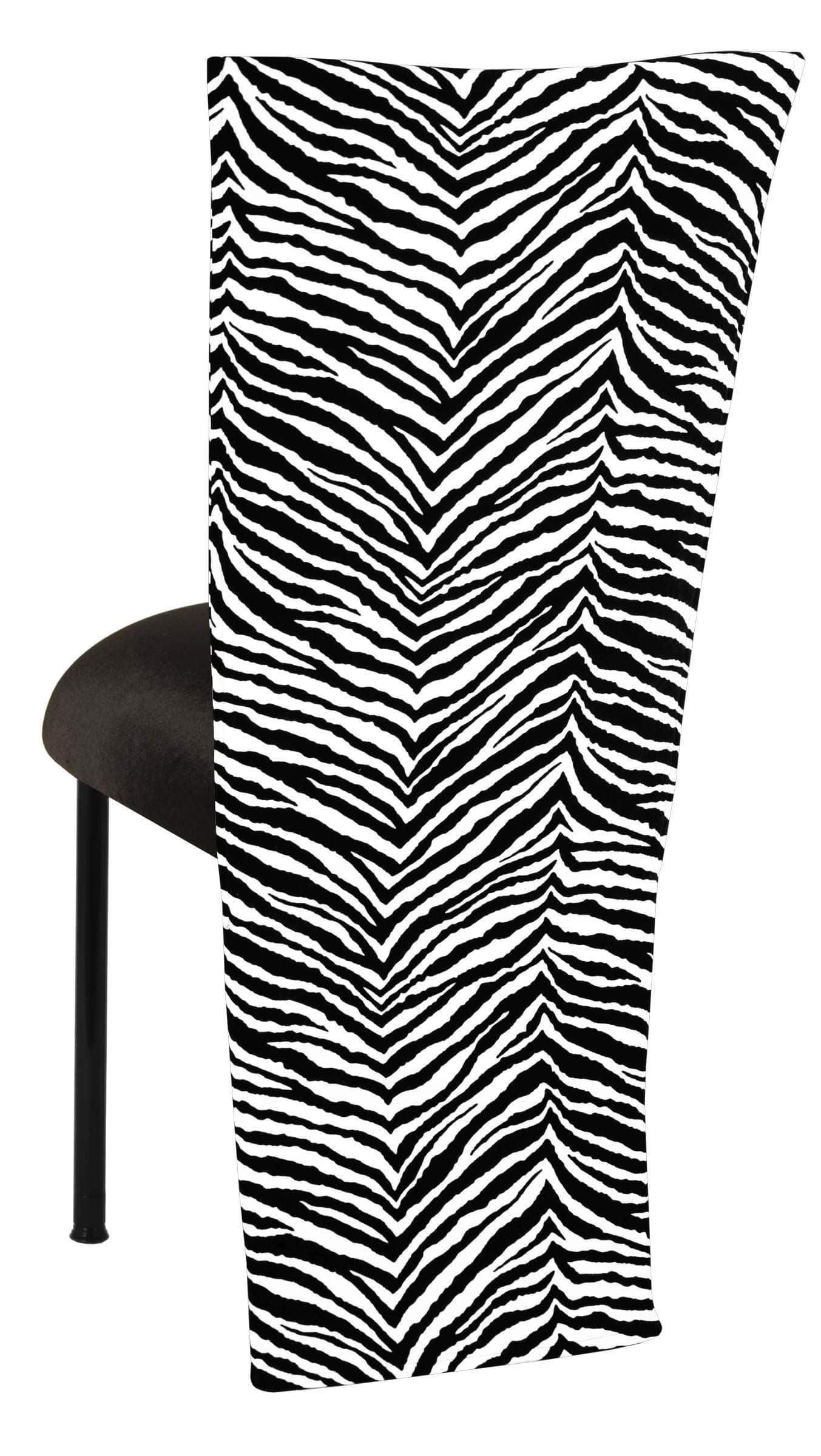 Black and White Zebra Jacket with Black Velvet Cushion on Black Legs – Chameleon Chair Collection | Rental