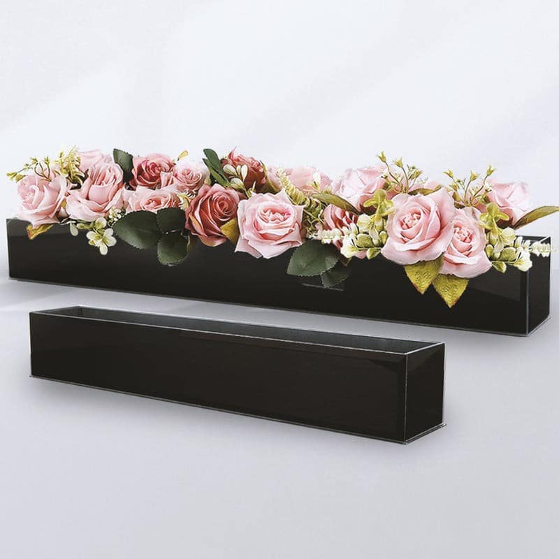 Galaxy Black Glass Floral Aquarium Rectangle | Rental