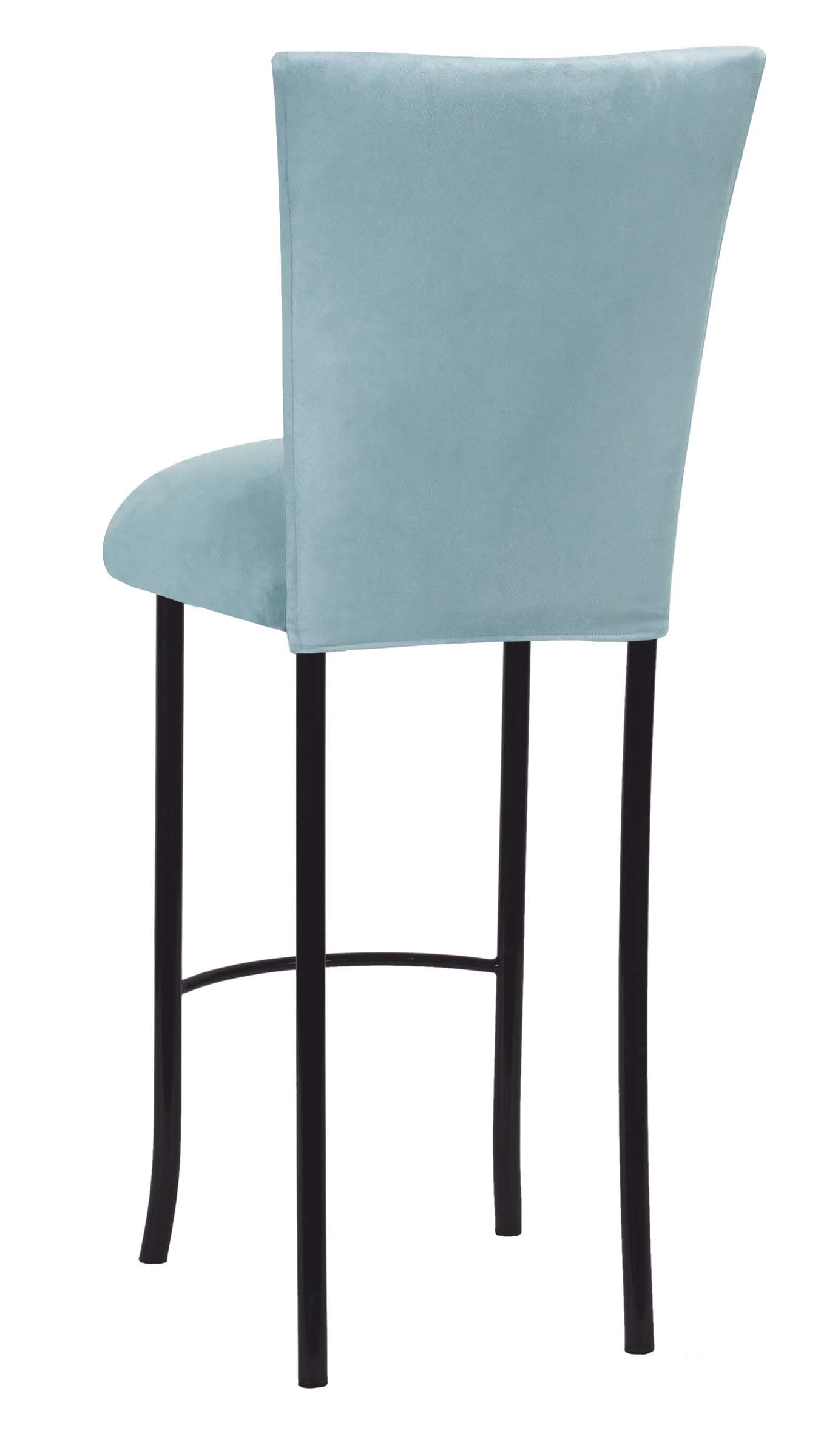 Ice Blue Suede Barstool Cover and Cushion on Black Legs - Chameleon Chair Collection | Rental