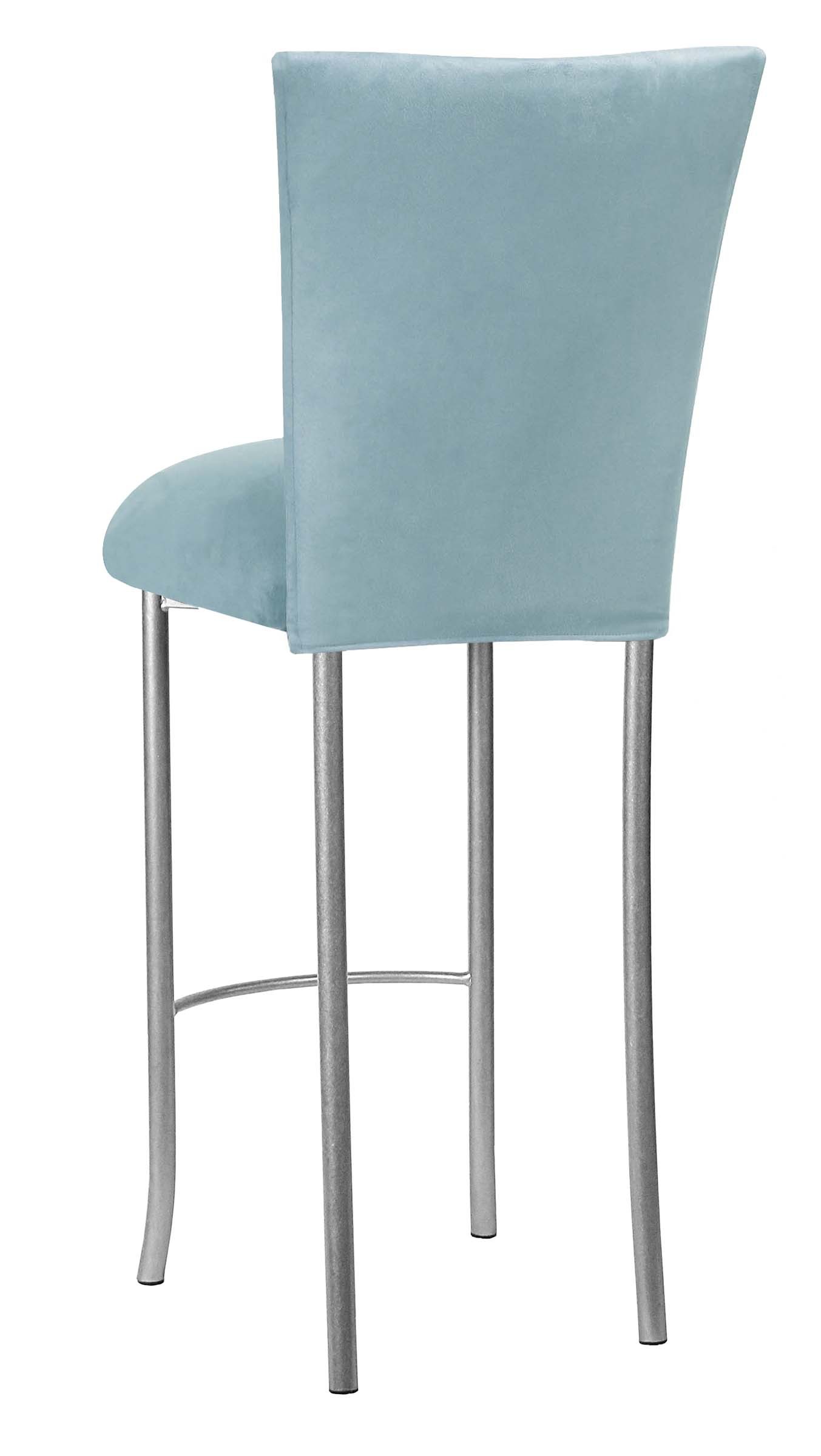 Ice Blue Suede Barstool Cover and Cushion on Silver Legs - Chameleon Chair Collection | Rental