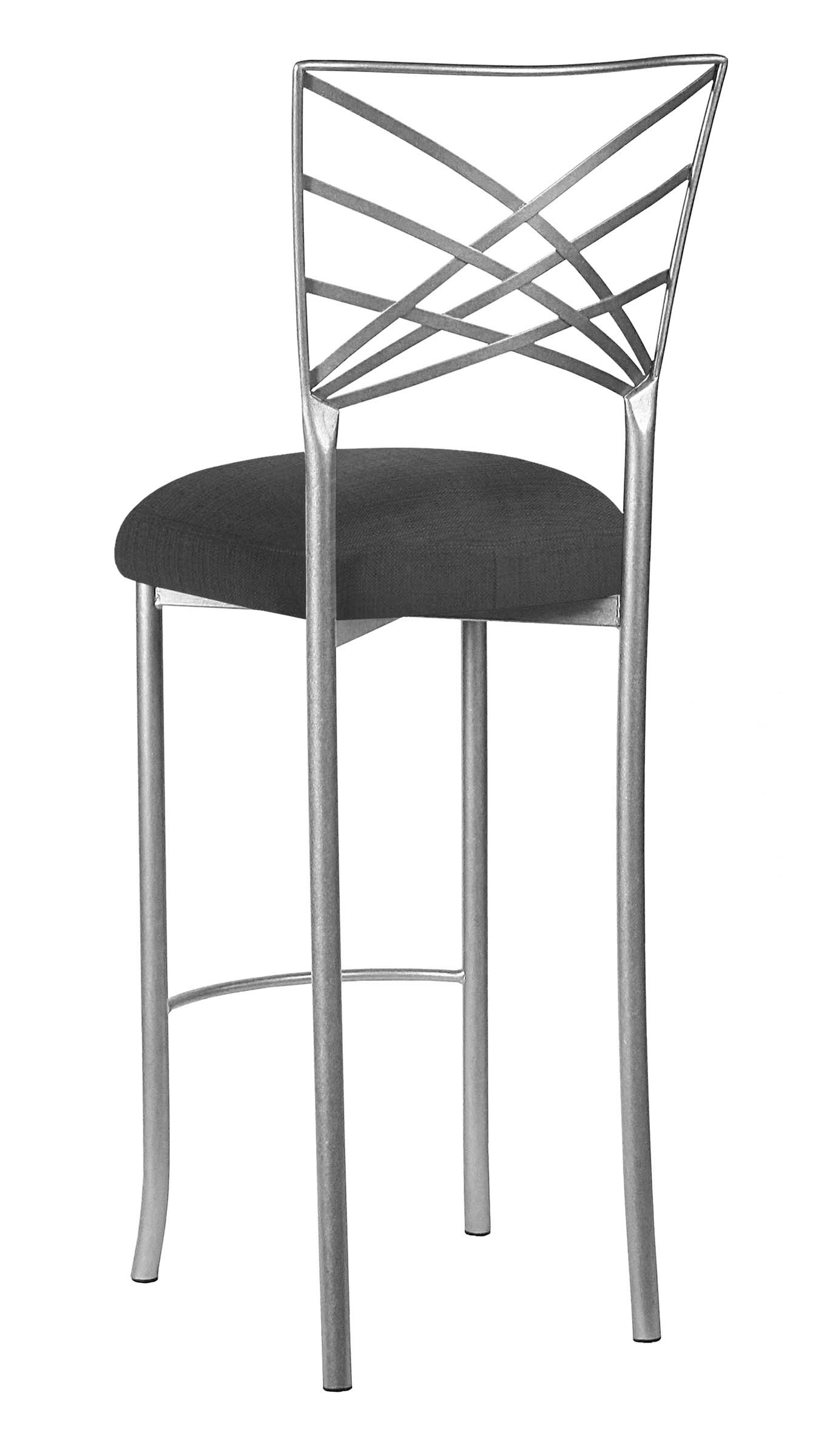 Silver Fanfare Barstool with Charcoal Linette Boxed Cushion – Chameleon Chair Collection | Rental Silver Fanfare Barstool with Charcoal Linette Boxed Cushion – Chameleon Chair Collection | Rental