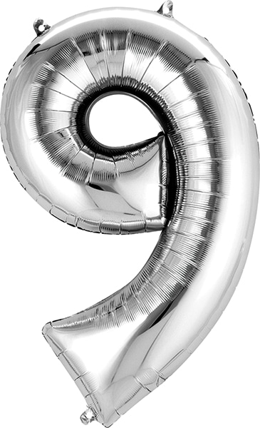 34″ Silver Number 9 Anagram Balloon | Purchase