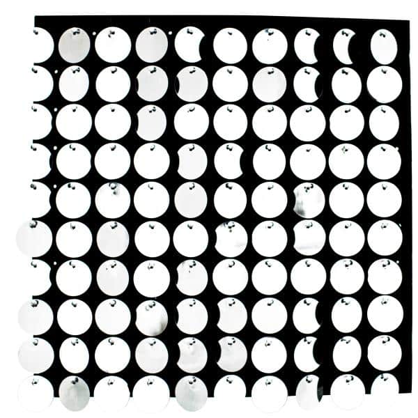 Decostar™ Shimmer Wall Panels w/ Black Backing & Round Sequins – 24 Tiles – Silver | Rental