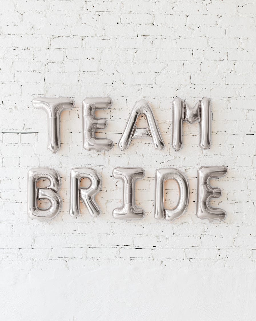 16in Silver TEAM BRIDE Foil Balloon Set | Rental