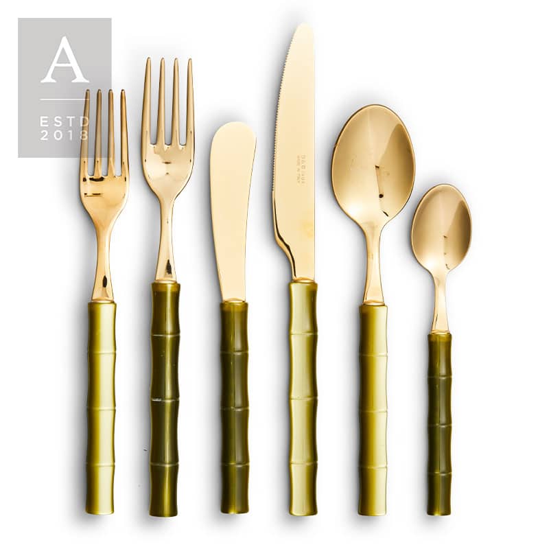 Bamboo Olive Gold Flatware Collection | Rental Bamboo Olive Gold Flatware Collection | Rental