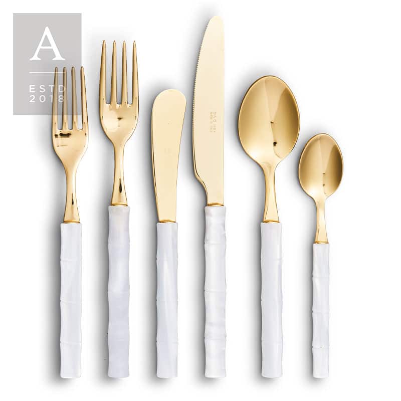 Bamboo White Gold Flatware Collection | Rental Bamboo White Gold Flatware Collection | Rental