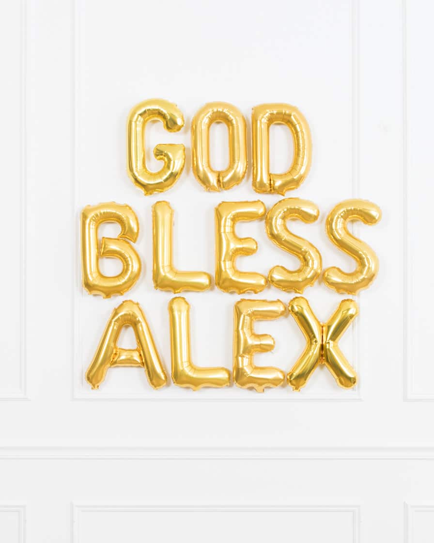 16in “GOD BLESS Name” Foil Balloon Set | Rental