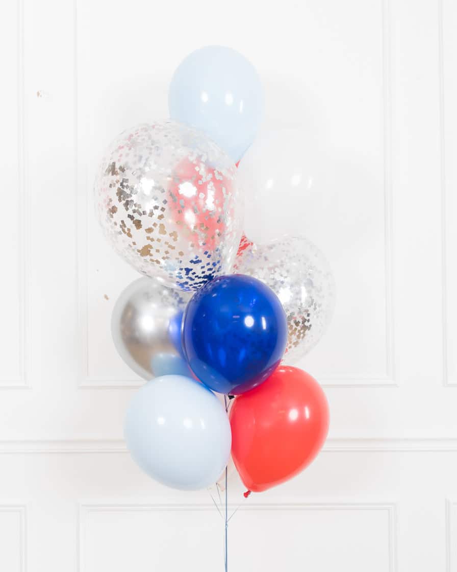 Baseball – Confetti and 11in Balloons – bouquet of 10 | Rental