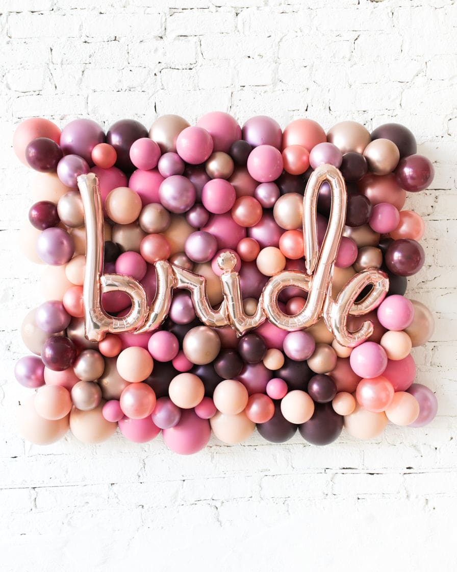 Berry Blush – BRIDE Balloon Backdrop Board – 30inx40in | Rental