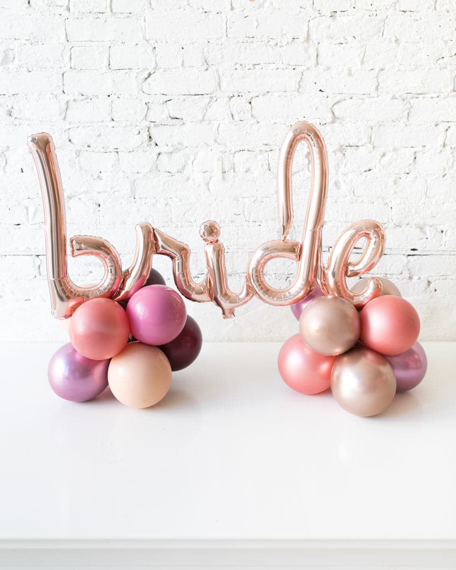 Berry Blush – Tabletop BRIDE Script on Balloon Base – 1.5ft | Rental