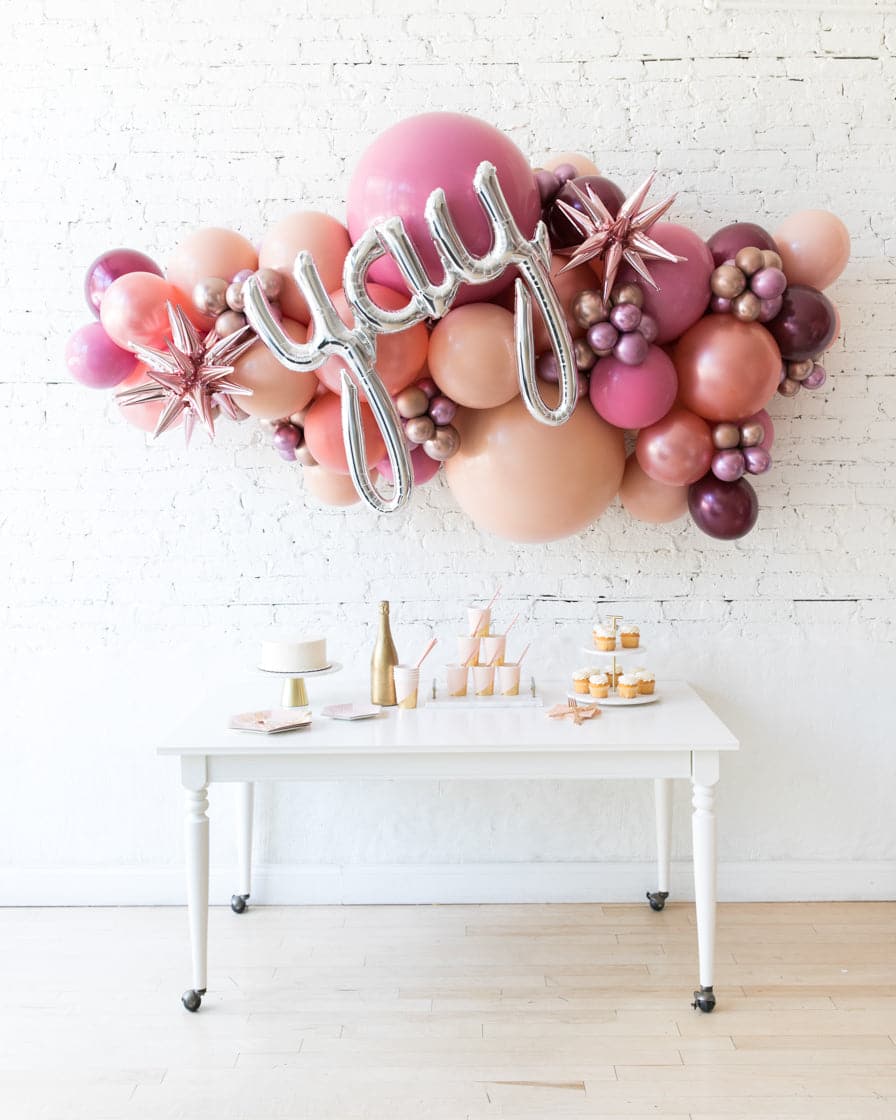 Berry Blush – Yay Script Backdrop Balloon Garland Install Piece – 6ft | Purchase