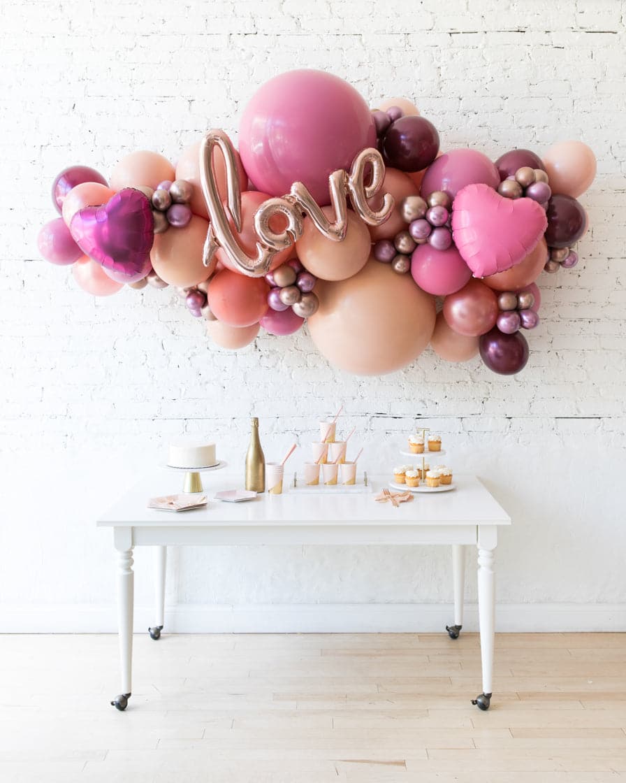 Berry Blush – LOVE Backdrop Balloon Garland Install Piece | Rental
