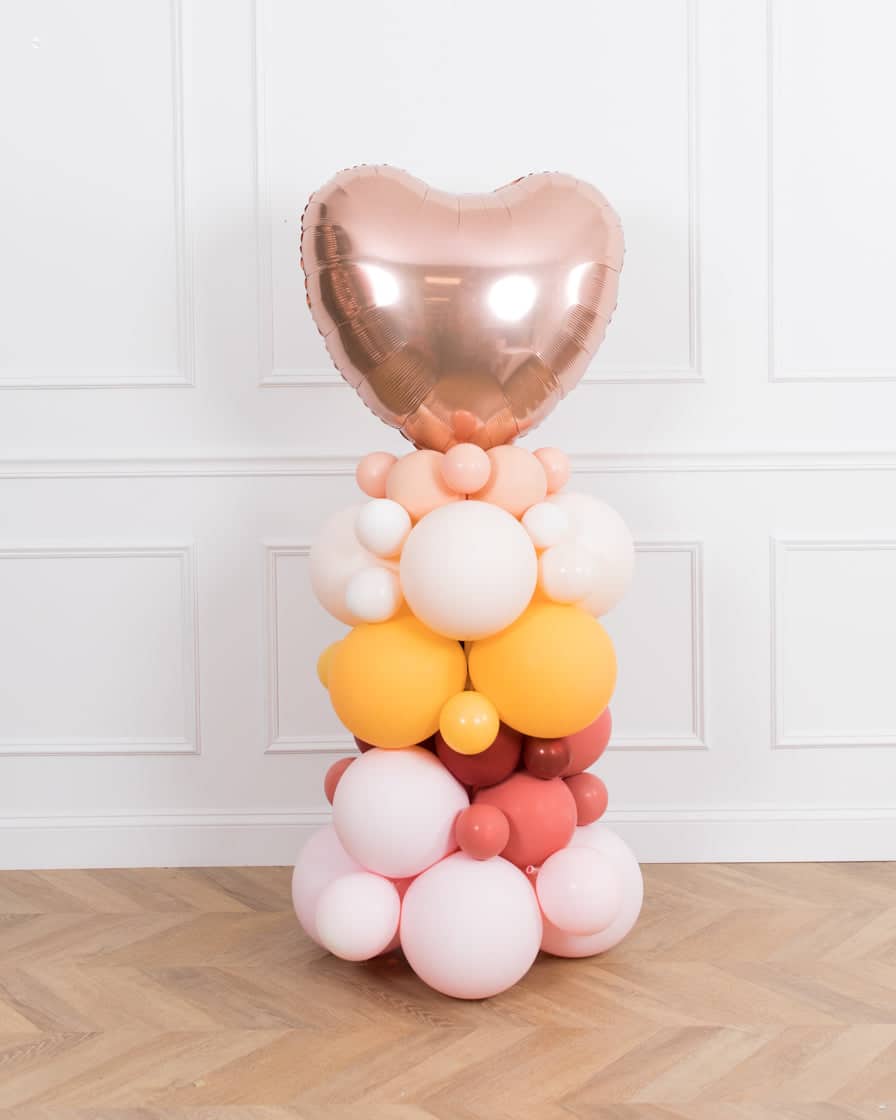 Boho Rainbow Party – Rose Gold Heart Foil Balloon Column – 4ft | Purchase