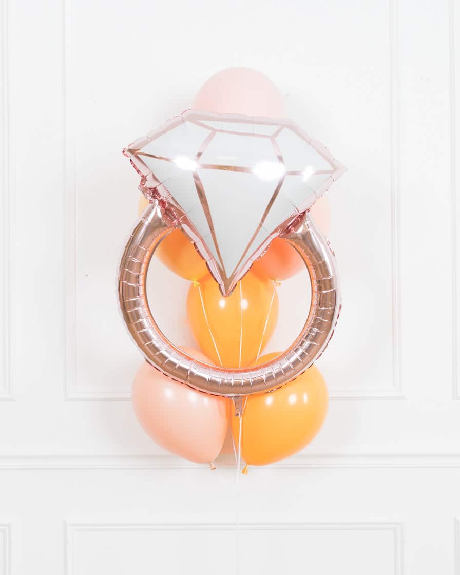 Citrus – Diamond Ring and 11in Balloons – bouquet of 7 | Rental