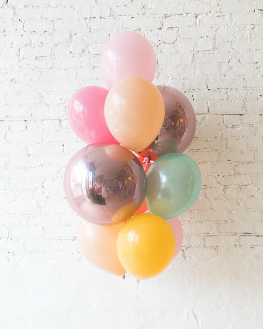Colorful Bloom – Orbs and 11in Balloons – bouquet of 10 | Rental Colorful Bloom – Orbs and 11in Balloons – bouquet of 10 | Rental
