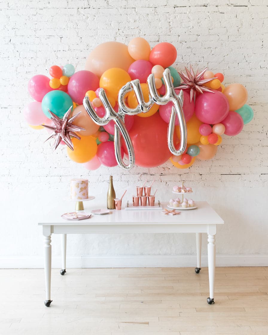 Colorful Bloom – Yay Script Backdrop Balloon Garland Install Piece – 6ft | Purchase