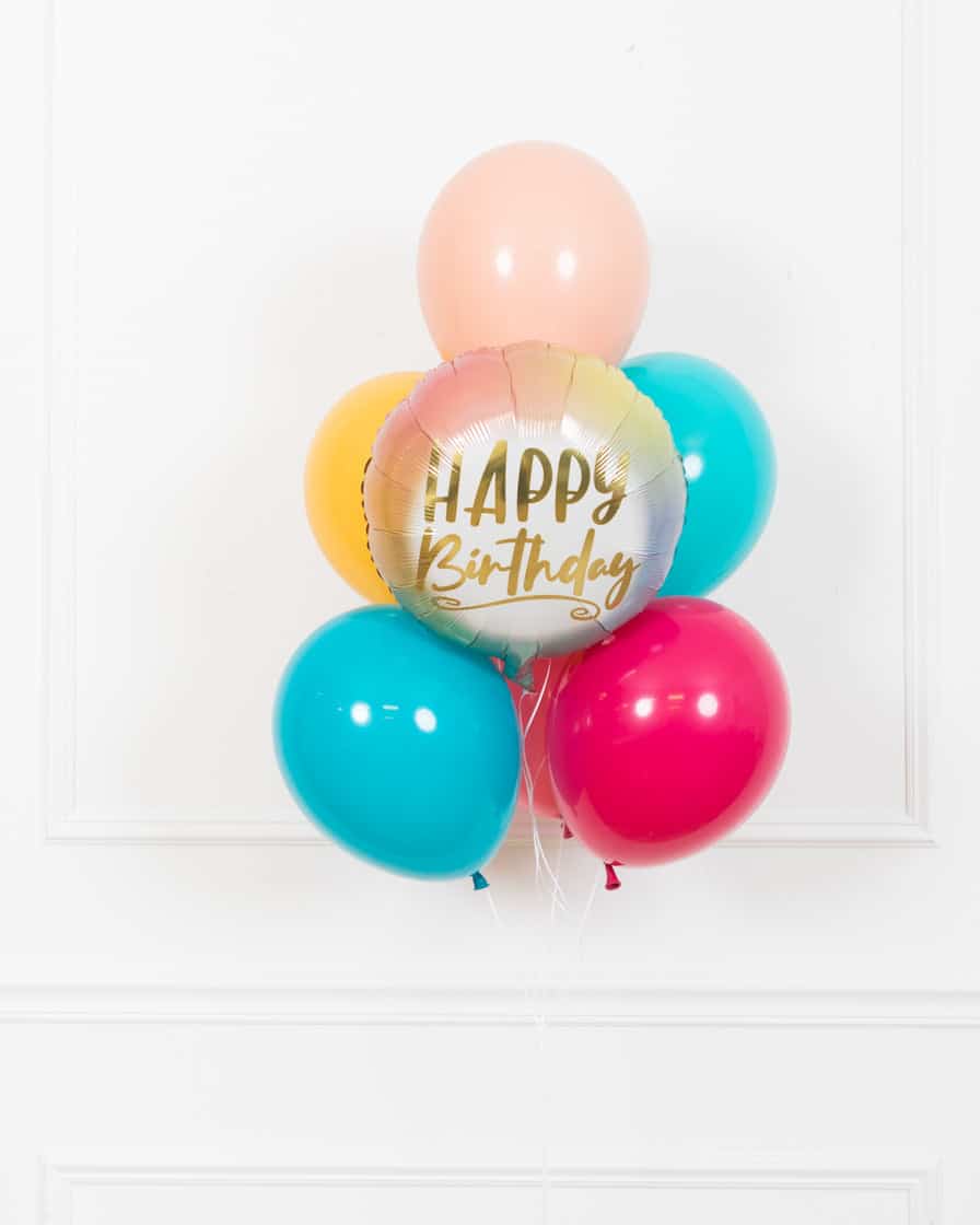 Office Birthday Party – Happy Birthday Foil and 11in Bouquet of 7 | Rental