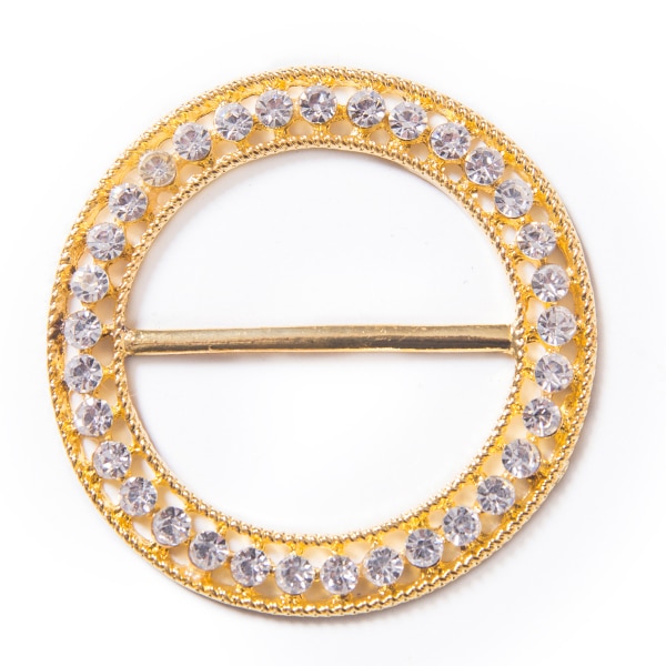 DecoStar™ Large Ornate Diamond Circle Decorative Buckle in Gold | Rental