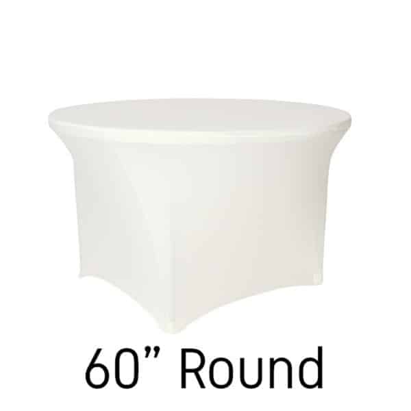 200 GSM Grade A Quality 60″ Round Spandex Table Cover – Ivory | Rental