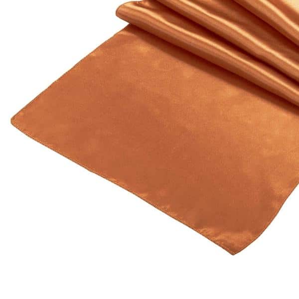 Sleek Satin Runner 14" x 108" - Burnt Orange | Rental