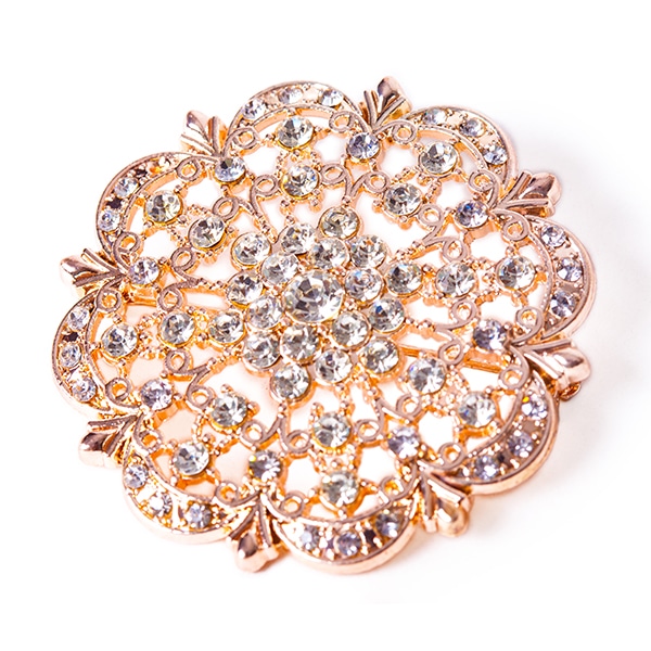 DecoStar™ Diamond Encrusted Antique Brooch – Rose Gold | Rental