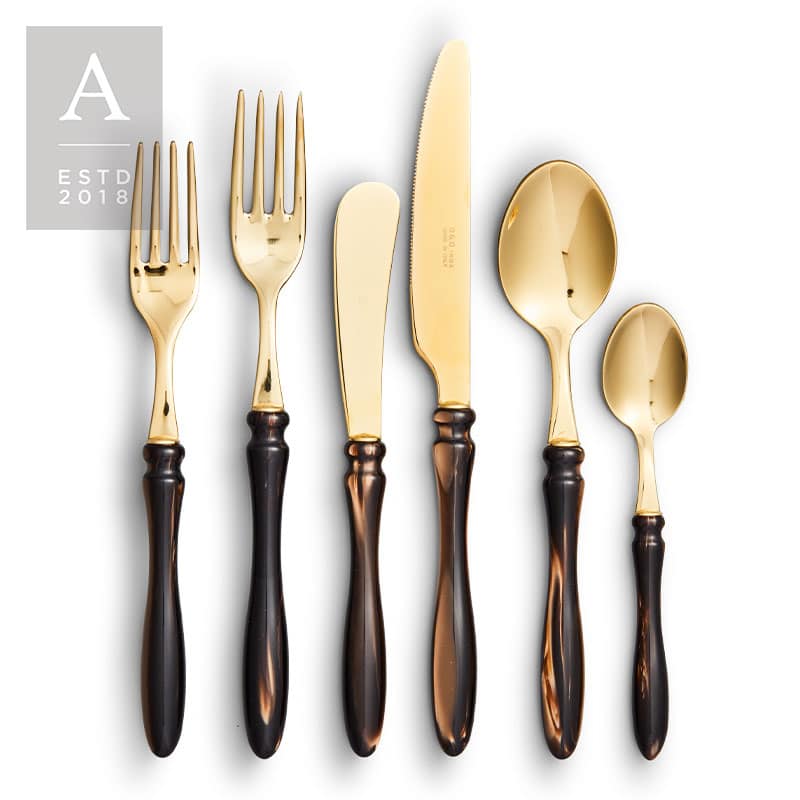 Elba Tiger’s Eye Gold Flatware Collection | Rental Elba Tiger’s Eye Gold Flatware Collection | Rental