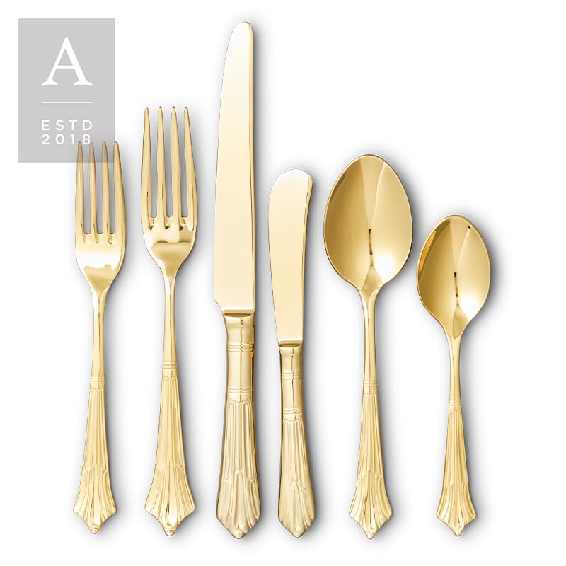 Empire Gold Mirror Flatware Collection | Rental