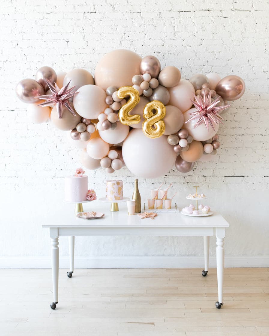 Glam Tan – Number Backdrop Balloon Garland Install Piece | Rental