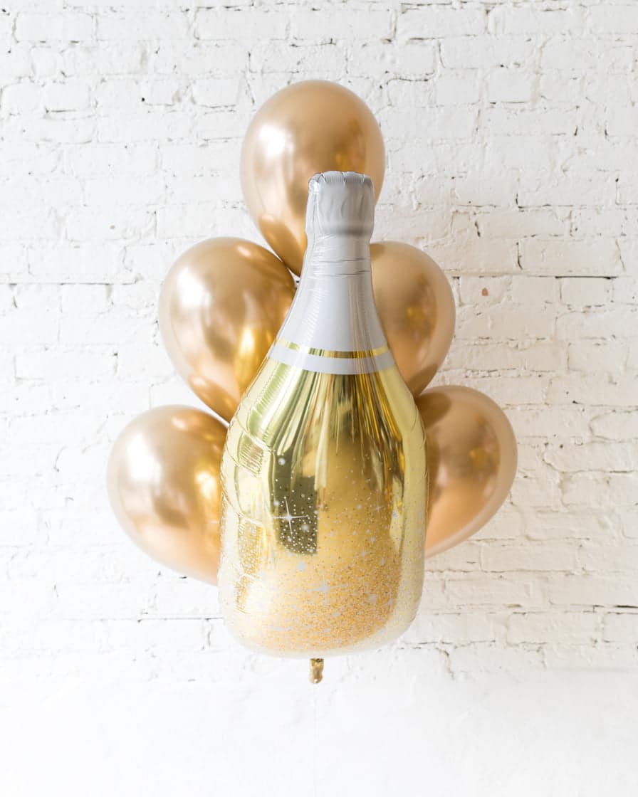 Golden – Champagne Foil and 11in Balloons – bouquet of 7 | Rental Golden – Champagne Foil and 11in Balloons – bouquet of 7 | Rental