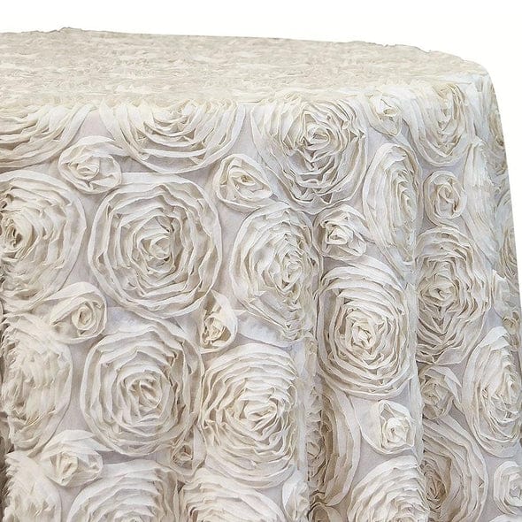 Chiffon Rose (3D) Table Linen in Ivory | Rental