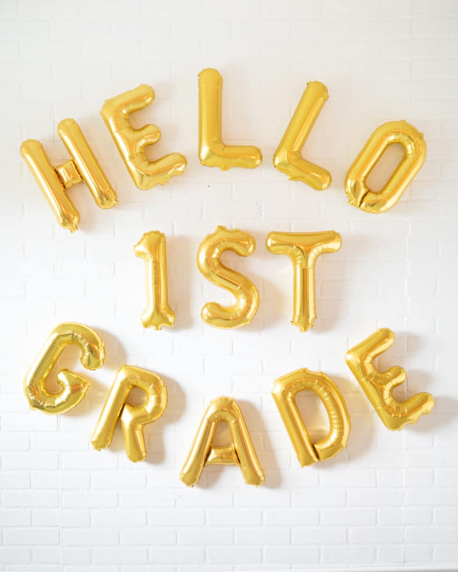 Back 2 School – Customizable Hello Grade 16in Gold Foil Letters Set | Rental