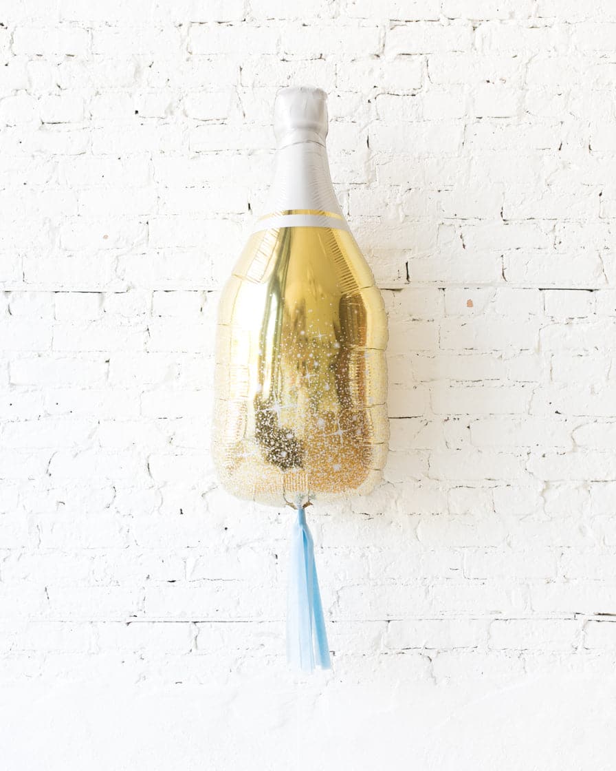 36in Gold Champagne Bottle Foil Balloon and French Blue Skirt | Purchase