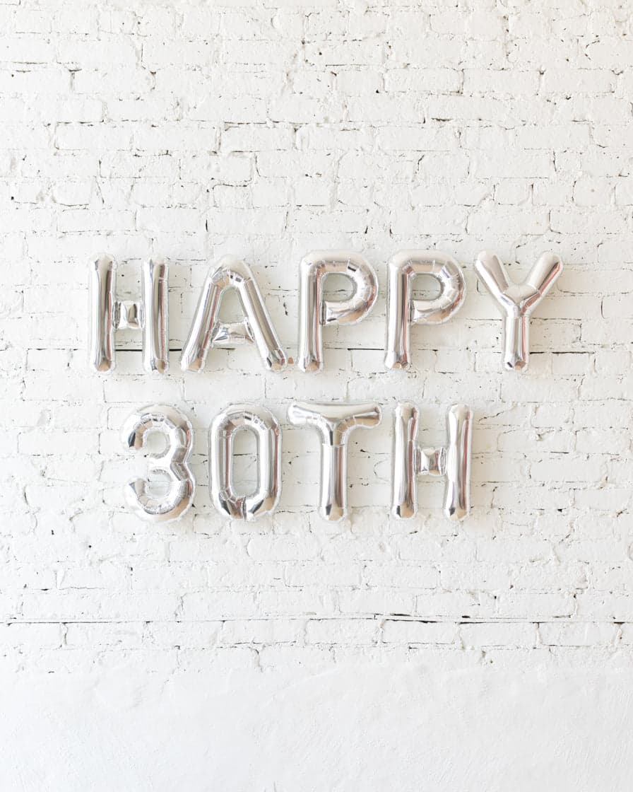 16in Silver Happy Number Birthday Foil Balloon Set | Rental