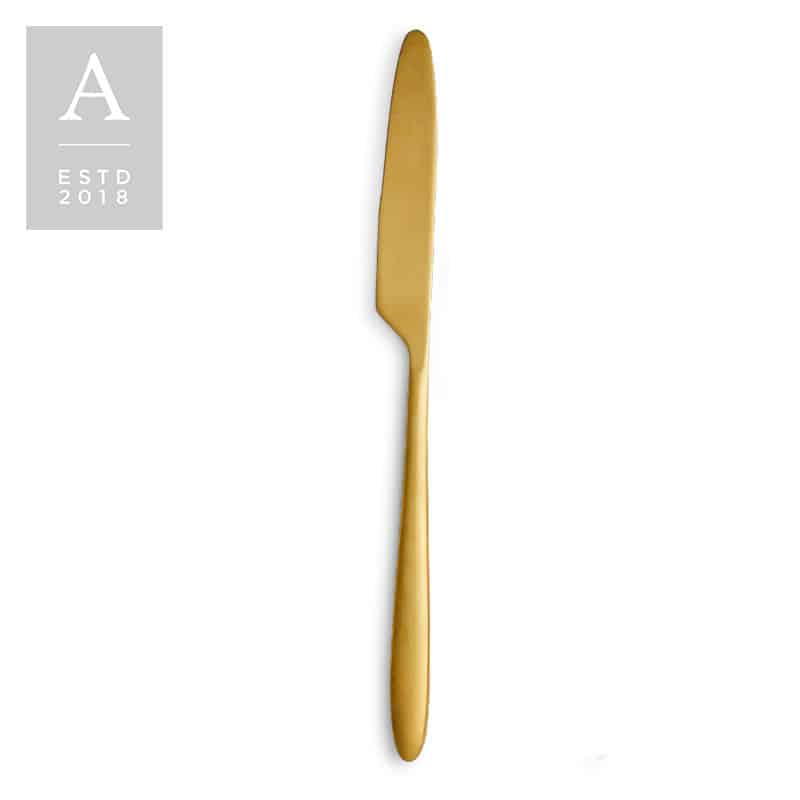 Muse Gold Brushed Dinner Knife | Rental