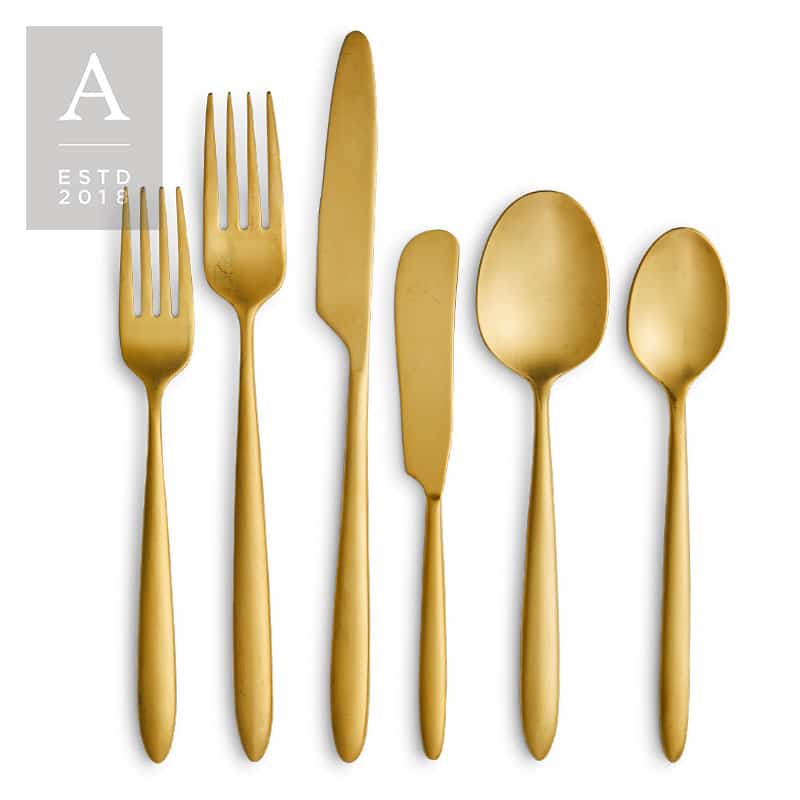 Muse Gold Brushed Flatware Collection | Rental
