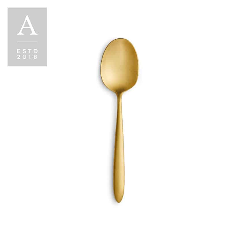 Muse Gold Brushed Oval Soup Spoon | Rental