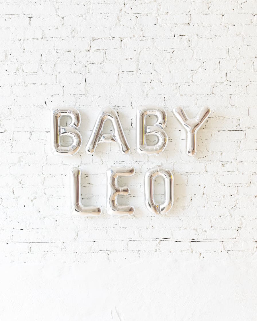 16in Silver “BABY Name” Foil Letters Set | Rental