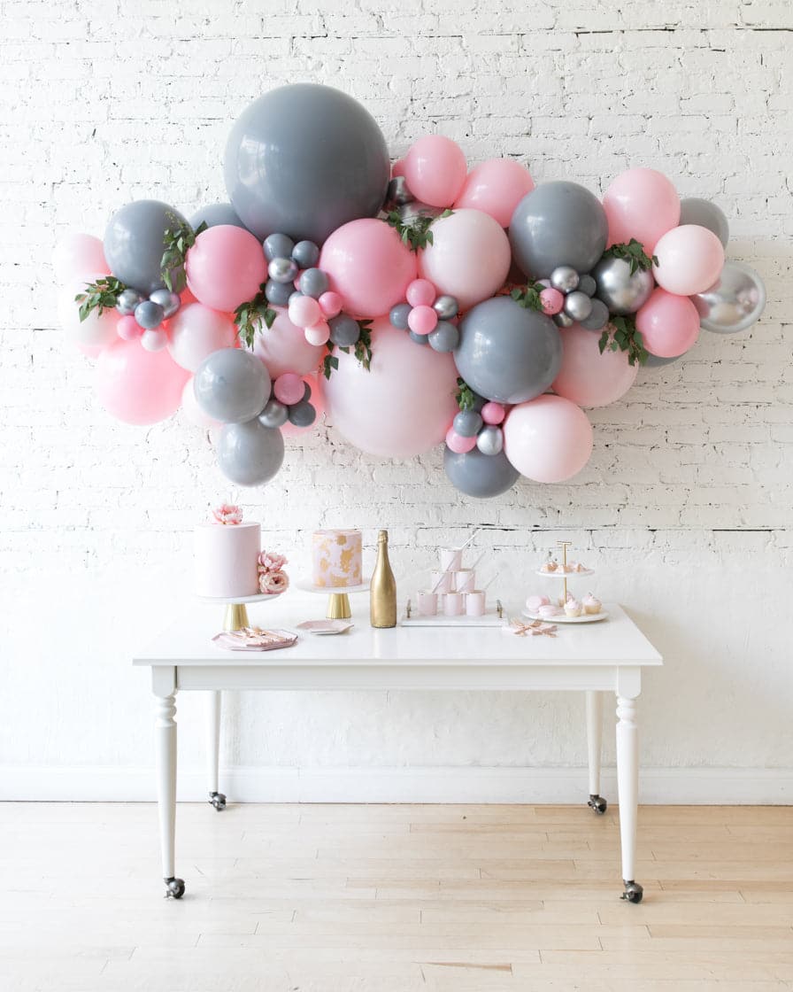Pink Chic – Backdrop Balloon Garland Install Piece with Greenery – 6ft | Rental